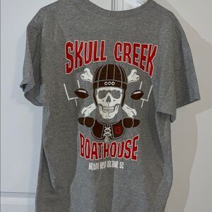 Hilton Head Skull Creek Boathouse Football Season Tee T Shirt L EUC Gray Party